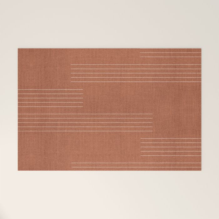 Minimal, Pattern, Boho Prints, Terracotta Welcome Mat