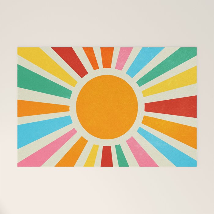 Retro Sunrise: Rainbow Edition Welcome Mat