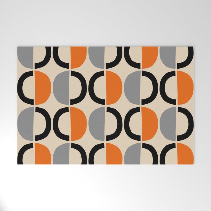 Mid Century Decor 548 Beige Black Gray And Orange Welcome Mat