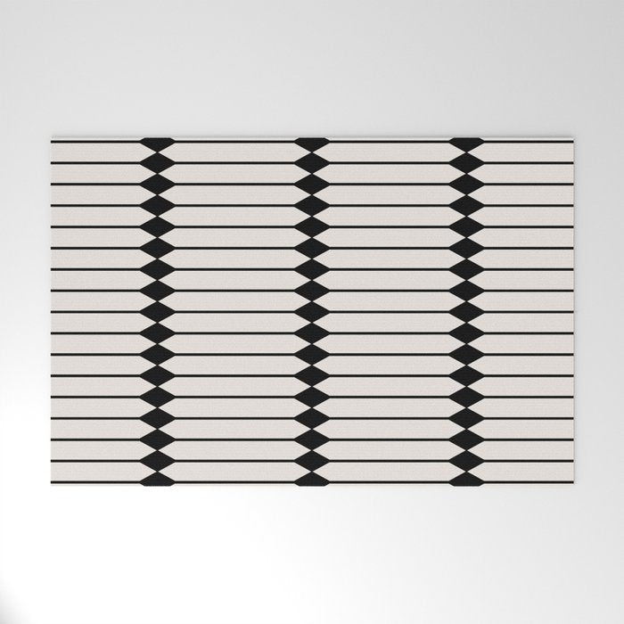 Minimal Geometric Pattern - Black Welcome Mat