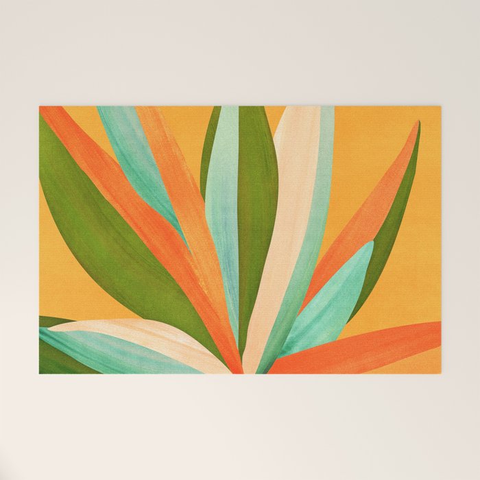 Summer Cactus Botanical Painting Welcome Mat