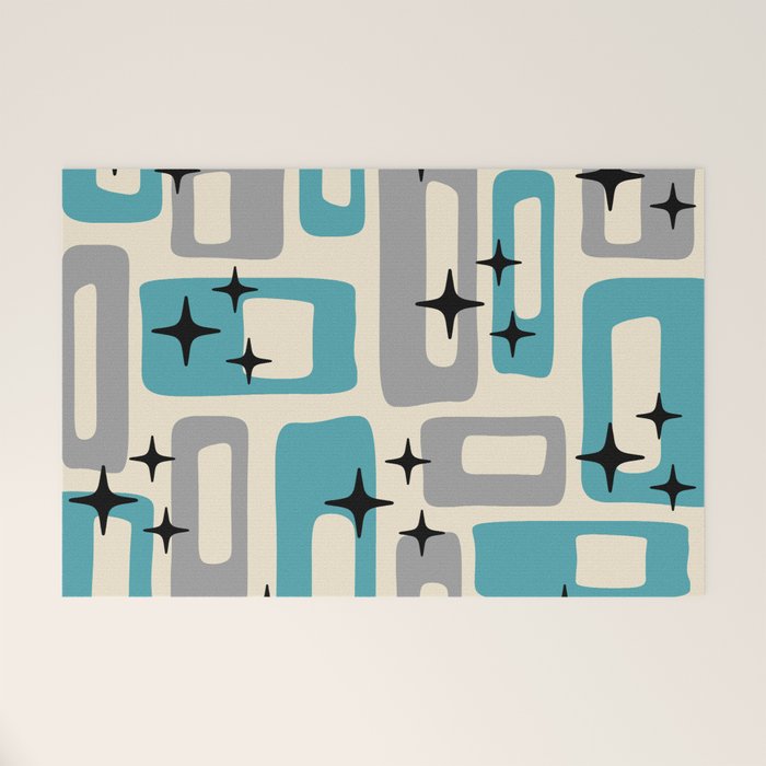 Mid Century Modern Decoration Kitsch 223 Blue And Gray Welcome Mat