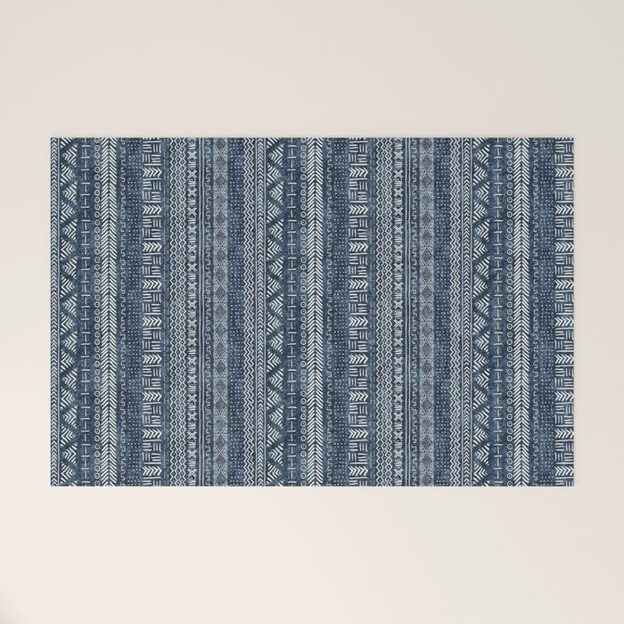 Funky Vertical Stripe In Indigo Welcome Mat
