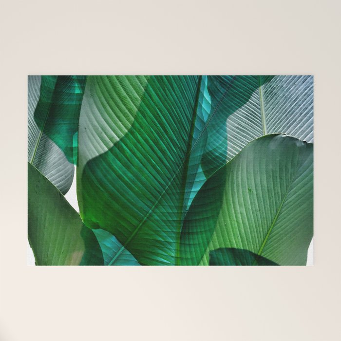 Palm Leaf Jungle Bali Banana Palm Frond Greens Welcome Mat