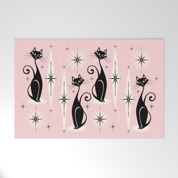 Mid Century Meow Retro Atomic Cats ©Studioxtine Welcome Mat
