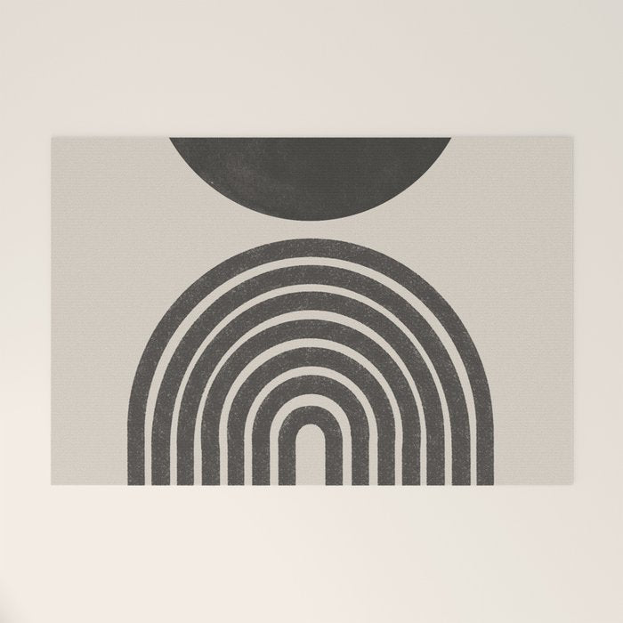 Mid Century Modern Beige And Black  Welcome Mat