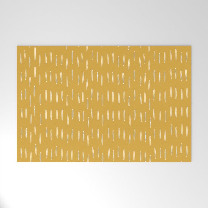 Raindrop Abstract Boho Pattern, Yellow Welcome Mat