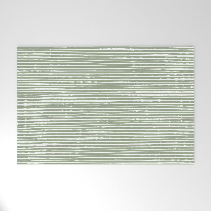 Abstract Stripes, Sage Green, Boho Wall Art Welcome Mat