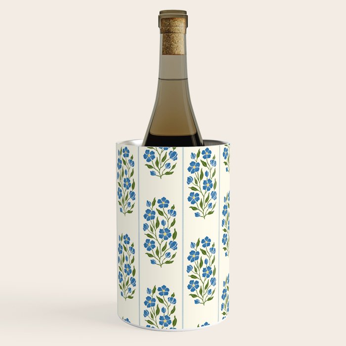 Cottagecore Inspired Blue Wildflower Pattern Wine Chiller