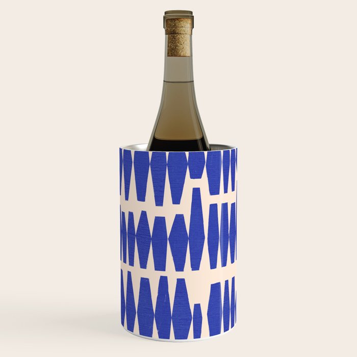 Handrawn Geometric Blue Pattern Wine Chiller