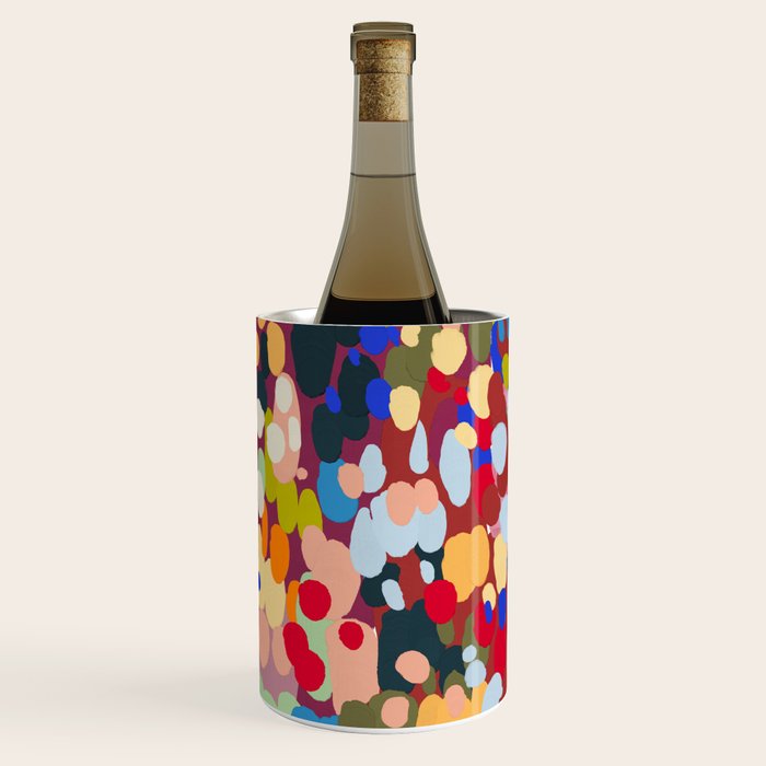 Vibrant Abstract Dots Art Print - Bold Multicolor Modern Design Wine Chiller
