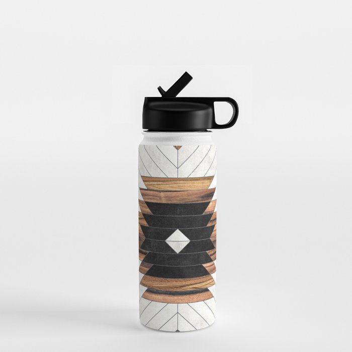 Urban Tribal Pattern No.5 - Aztec - Concrete And Wood Water Bottle