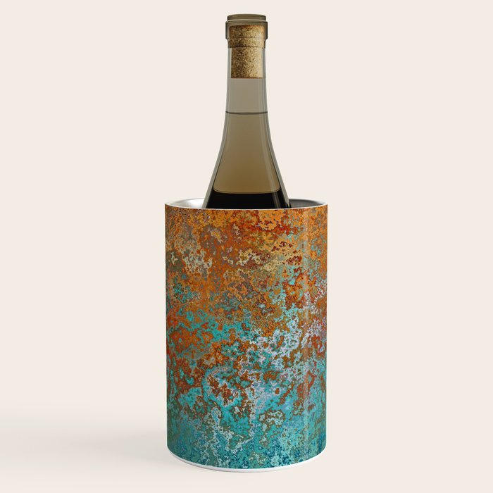 Vintage Copper And Teal Rust Wine Chiller