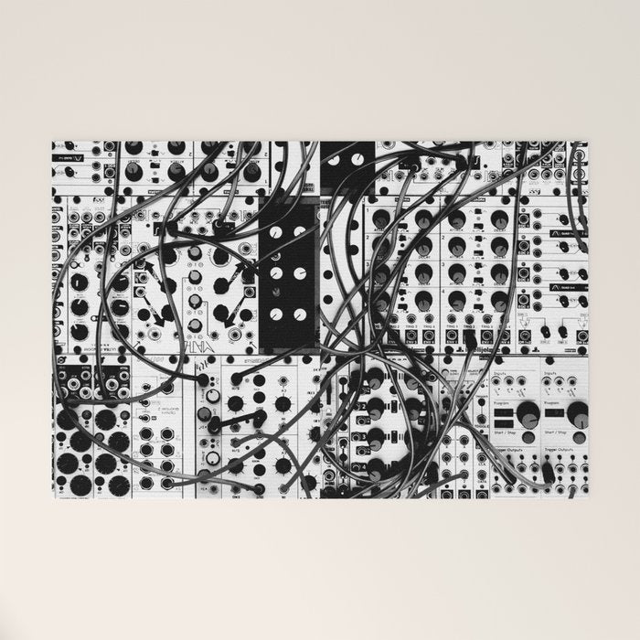 Analog Synthesizer System - Modular Black And White Welcome Mat