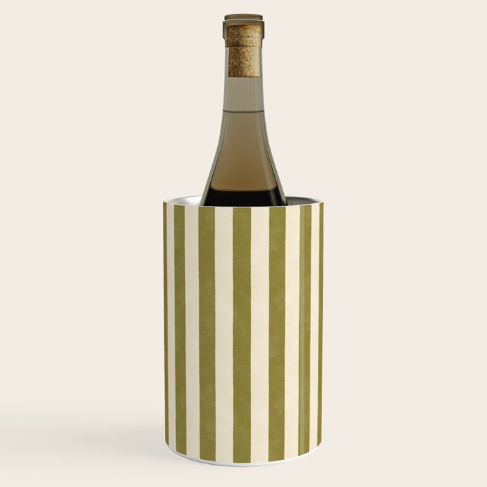 Cabana Stripe - Moss Green And Cream Wine Chiller