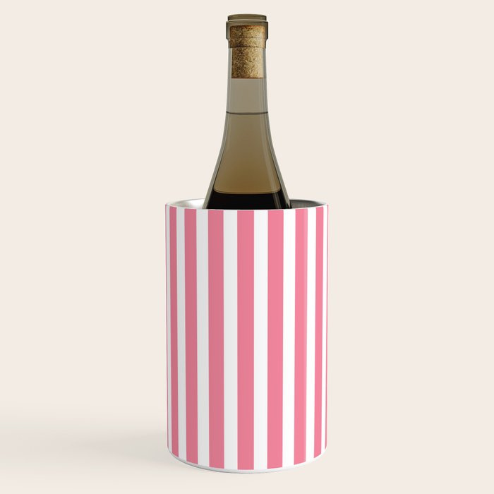 Rose Pink & White Cabana Stripe Wine Chiller