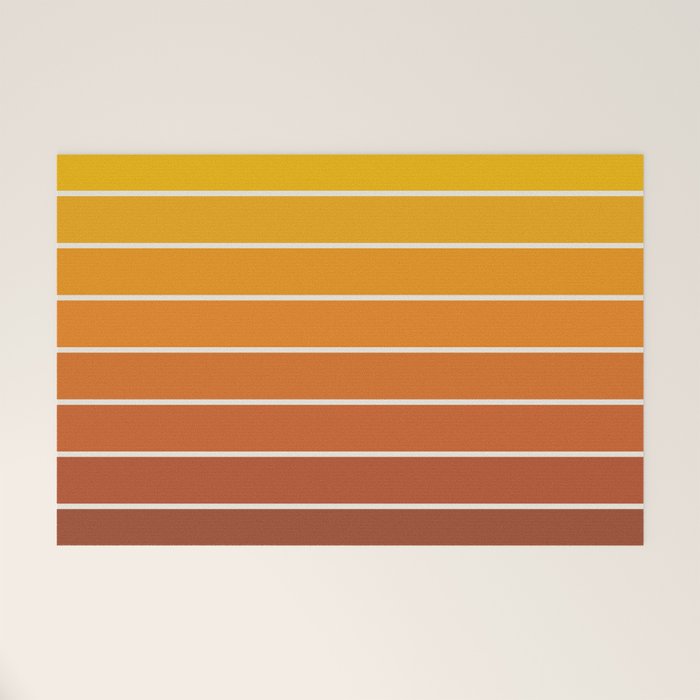 Gradient Arch Ix Retro Orange Mid Century Modern Rainbow Welcome Mat