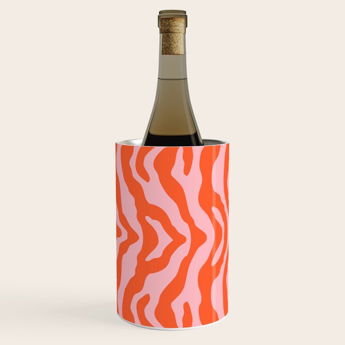 Zebra Wild Animal Print Orange And Pink Wine Chiller