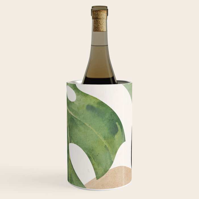 Abstract Art Tropical Leaves 3 Wine Chiller