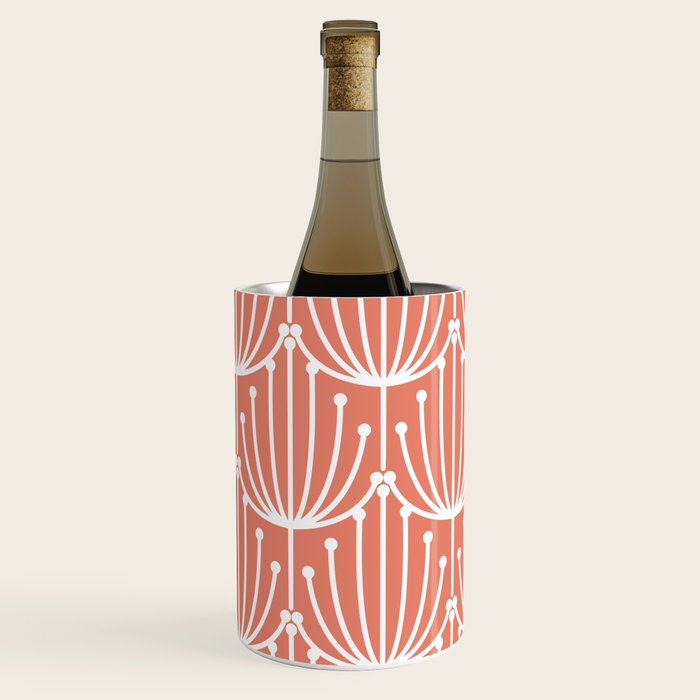Retro Art, Floral Prints, Coral And White Wine Chiller