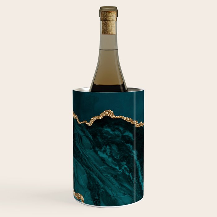 Teal Blue Emerald Marble Landscapes Wine Chiller