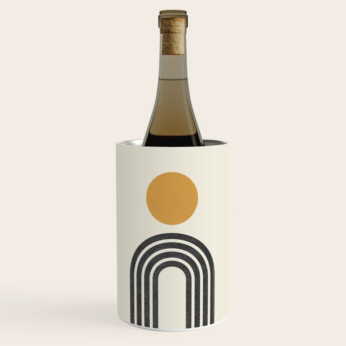 Mid Century Modern Gold Sun And Black Rainbow Wine Chiller