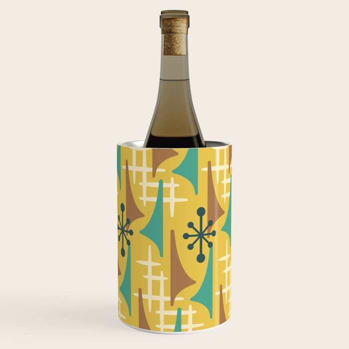 Mid Century Modern Atomic Wing Composition 55 Yellow Brown And Teal Wine Chiller