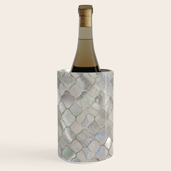 Quatrefoil Moroccan Pattern Mother Of Pearl Wine Chiller