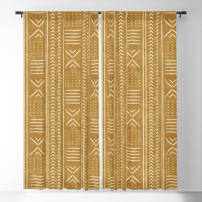 Mustard Mud Cloth - Arrow Cross Window Curtain
