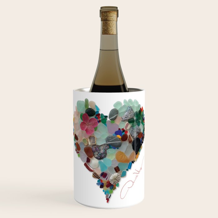 Love -  Sea Glass Heart A Unique Birthday & Father'S Day Gift Wine Chiller
