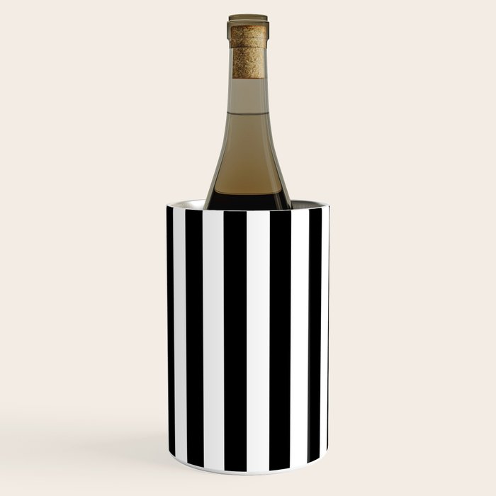 Black And White Vertical Stripes Classic Cabana Stripe Wine Chiller