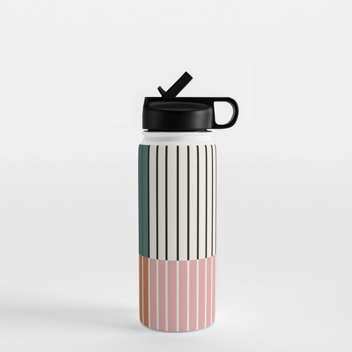 Color Block Line Abstract V Colorful Retro Water Bottle