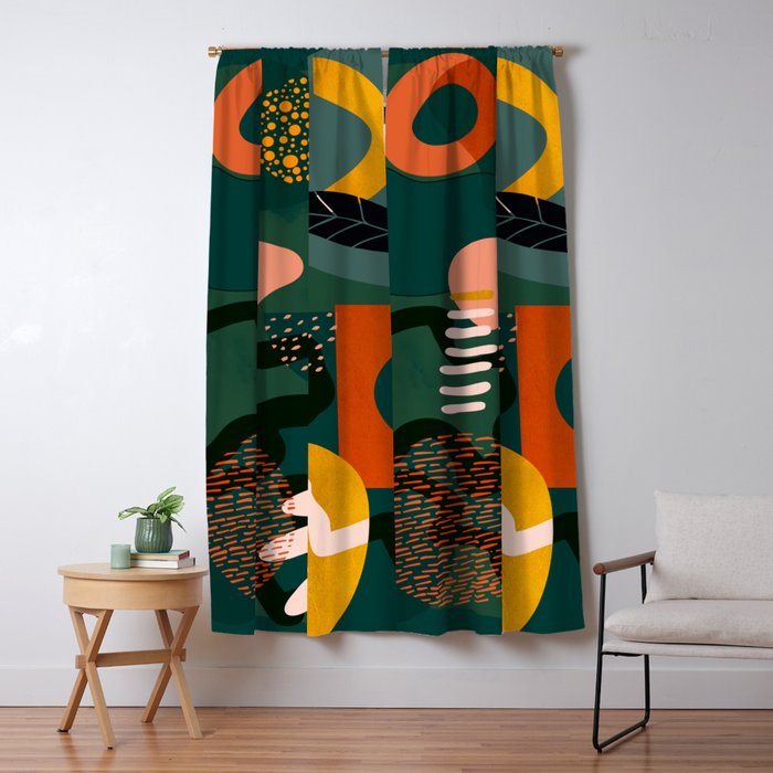 Mid Century Shapes Garden Party Window Curtain
