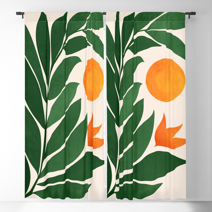 Tropical Forest Sunset / Mid Century Abstract Shapes Window Curtain