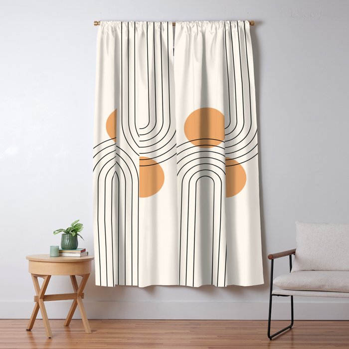Mid Century Modern Geometric 61 (Rainbow And Sun Abstraction) Window Curtain