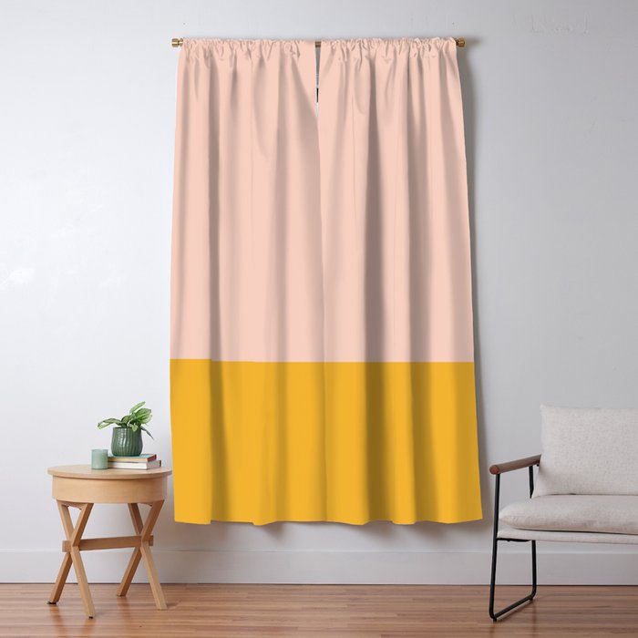 Blush Pink And Mustard Yellow Minimalist Color Block Window Curtain