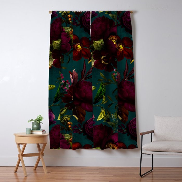 Before Midnight Vintage Flowers Garden Window Curtain
