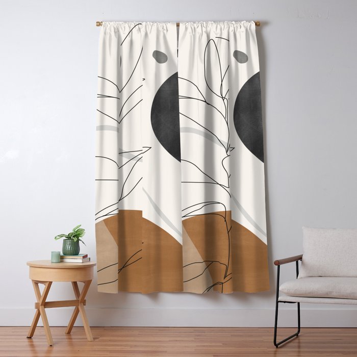 Abstract Art Minimal Plant Window Curtain
