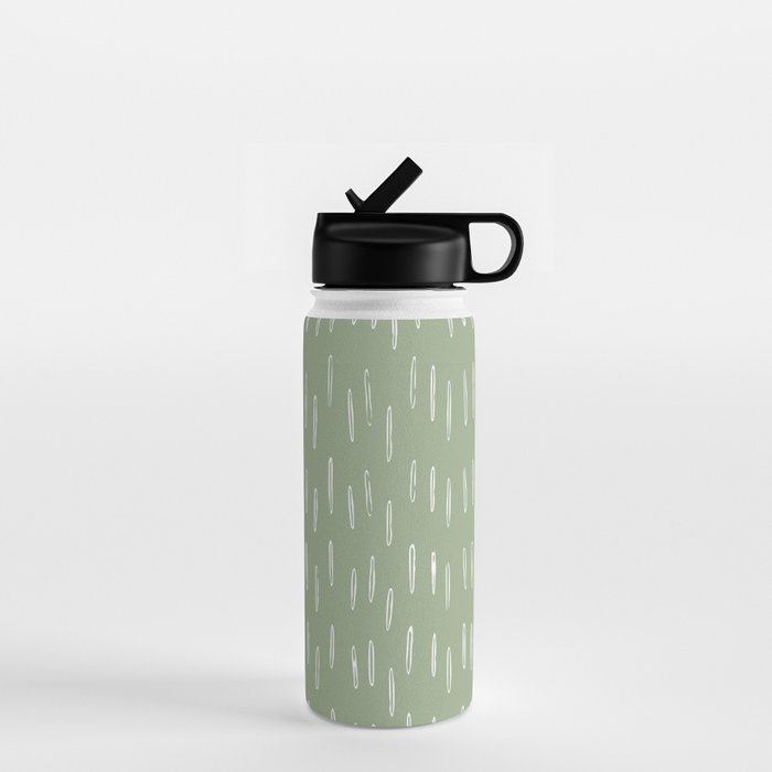 Raindrop Boho Abstract Pattern, Sage Green Water Bottle