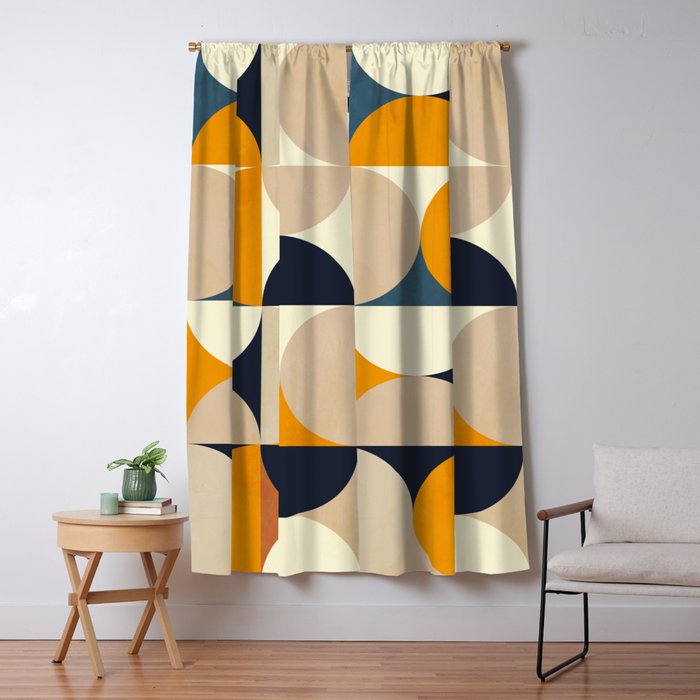 Mid Century Abstract Shapes Fall Winter 1 Window Curtain