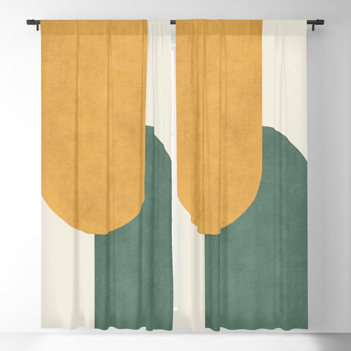 Halfmoon Colorblock 2 - Gold Green  Window Curtain