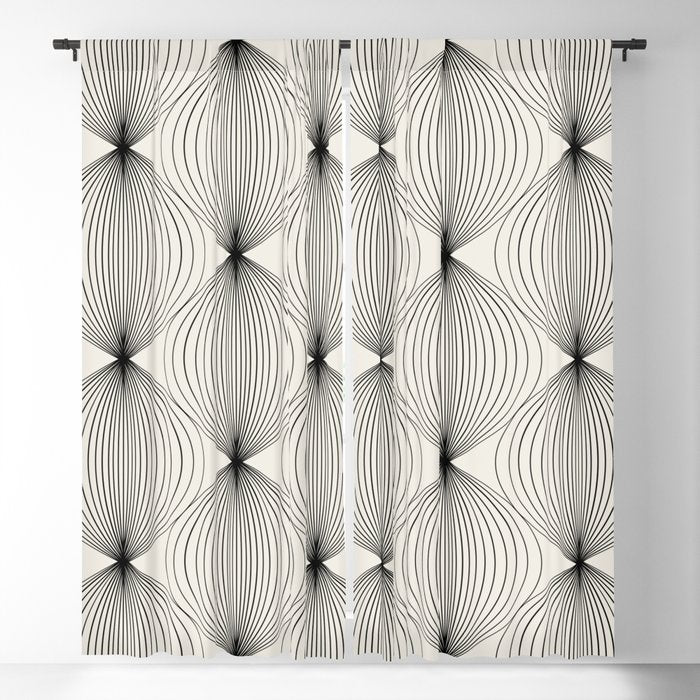 Geometric Orb Pattern - Black And White Window Curtain