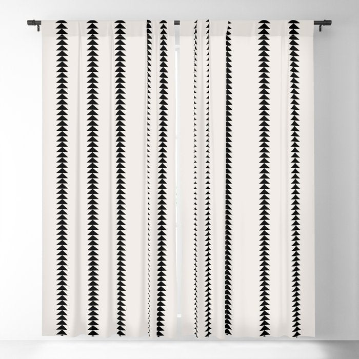 Minimal Triangles - Black & White Window Curtain