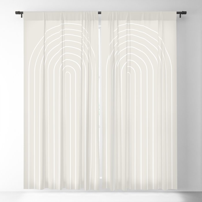 Minimal Arch Ii Natural Off White Modern Geometric Lines Window Curtain