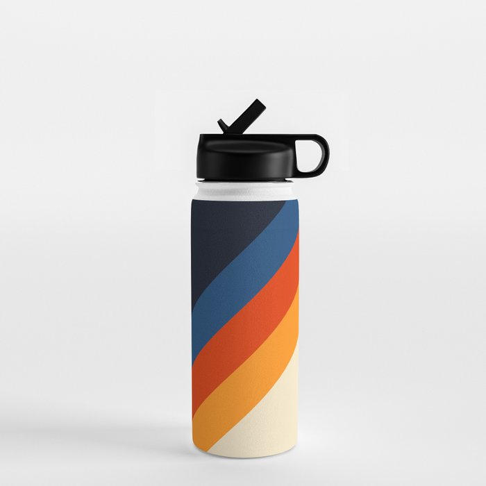 Colorful Classic Retro 70s Vintage Style Stripes - Padona Water Bottle