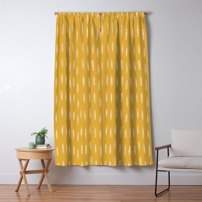 Raindrop Abstract Boho Pattern, Yellow Window Curtain