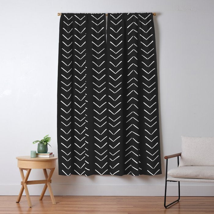 Boho Big Arrows In Black And White Window Curtain