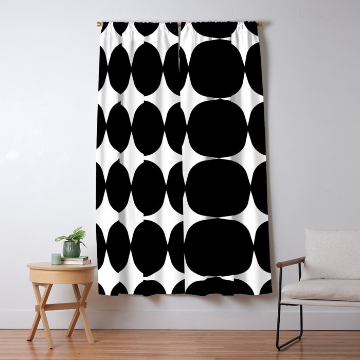 Retro '50s Shapes In Black And White Window Curtain