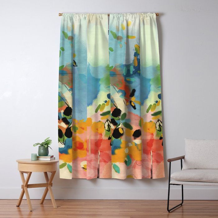 Garden With Sea View And Olive Tree Window Curtain
