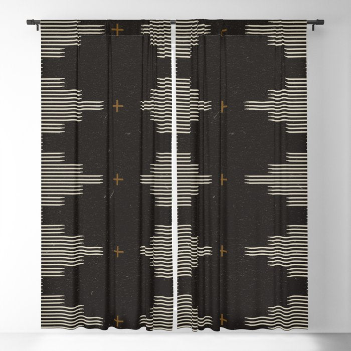 Southwestern Minimalist Black & White Window Curtain
